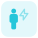 Employee with a flash layout isolated on a white background icon