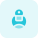 Humanoid Droid in an oval shape isolated on a white background icon