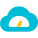 Rate of transfer speed gauge on a cloud server network icon