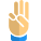 Three fingers up gesture isolated on a white background icon