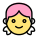 Little girl face pictorial representation with smile emoji icon