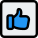 Thumbs up gesture in square, social media button. icon