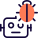 Bug in a robotic programming resolve with a patch isolated on a white background icon