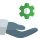 Share setting option with hand and cog symbol icon