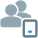 Multiple user using web messenger on a smartphone icon