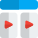 Double play button or fast forward button in a square box icon