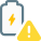 Battery warning with critical damage or very low level icon