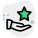 Share five-pointed star, hand with star isolated on a white background icon