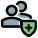 Web messenger with encryption technology shield layout icon