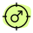 Male staff attention target under crosshair logotype icon