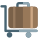 Heavy baggage being transported to a facility through a trolley icon