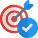 Arrow on its target concept of task accomplishment icon
