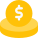 Dollar coin funds isolated on a white background icon