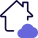 Smart houses connected with a cloud Technology isolated on a white background icon