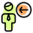 Businessman with a left direction arrow indication icon