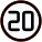 Twenty km per hour speed limit set to third lane icon