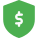 Money sheild with dollar symbol, secured money. icon