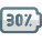 Thirty percent phone battery charging level layout icon