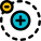 Negative charge on an atom with positively charged in center icon