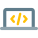 Web and application programming on a laptop system icon