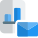 Bar chart send via message with envelope logotype icon