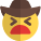 Uncomfortable cowboy emoticon facial expression with hat icon