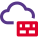 Firewall security on a cloud server isolated on a white background icon