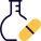 Lab research on experimental drug medicine with flask icon