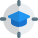 Graduation cap with a crosshair isolated on a white background icon