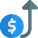 Dollar rise in international market with up direction arrow icon