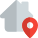 Home location with a pinpoint isolated on a white background icon