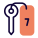 Room number seven key for the hotel room icon