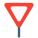 Give way with inverted triangle shape road sign icon