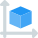 Three-dimensional cubic shape plotting of xy to see dimensions icon