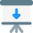 White board with downwards direction arrow layout icon