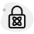 Atomic reaction structure with padlock isolated on white background icon