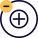 Negative charge on an atom with positively charged in center icon