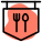 Spoon and fork on a restaurant holding for promotion icon