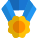 Flower shaped medal reward isolated on white background icon