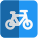 Bicycle lane sign on a road for safety of the pedestrian icon