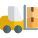 Heavy material handling forklift vehicle with boxes up icon