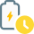 Battery charging time indication isolated on a white background icon