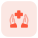 Health care professional with hands and plus logotype icon