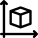 Three-dimensional cubic shape plotting of xy to see dimensions icon