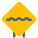 Rough road ahead with multiple bumps traffic board icon