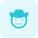Cowboy netural face expression with brim hat icon