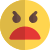 Furious angry face emoticon with scowl on face. icon