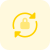 File syncing with padlock logotype isolated on a white background icon