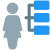 Hierarchy chart of a organization with list of businesswoman icon