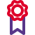 Flower shaped emblem reward with single ribbon icon